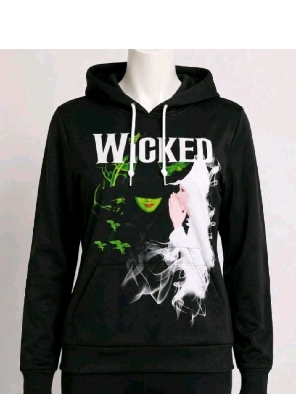 Wicked Graphic Black Hoodie with Green Accent Artwork
